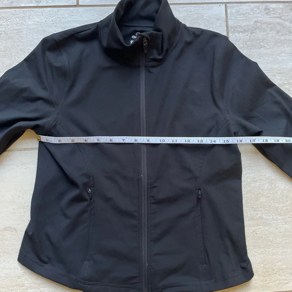 Champion Black Athletic Zip Up Jacket Buttery Soft Fitted Activewear M